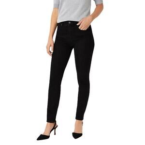 Ann Taylor Signature Skinny Pants Black velvet Mid Rise Slip Pockets Zip Fly 4